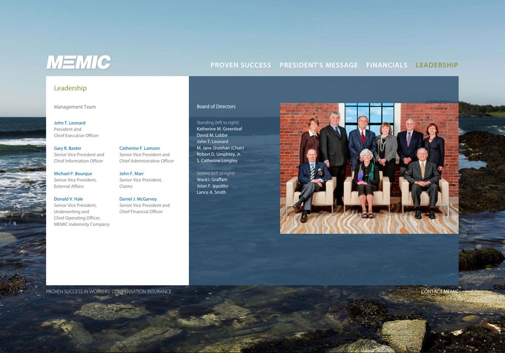 MEMIC Annual Report 2012: A Maine Website Design by SlickFish Studios