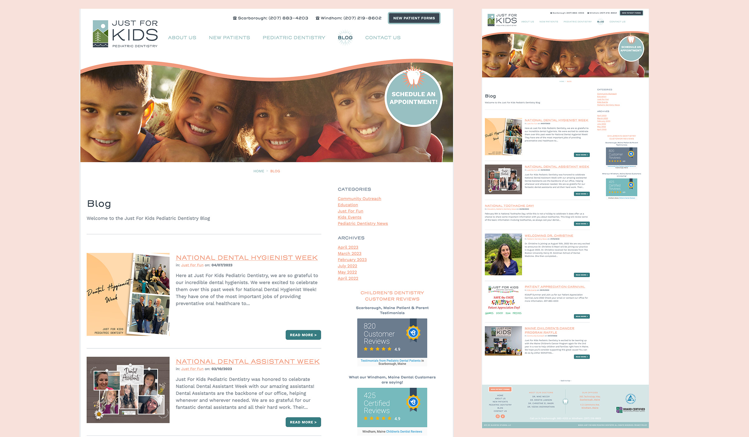 A creative Maine Website Design for a pediatric dentistry practice