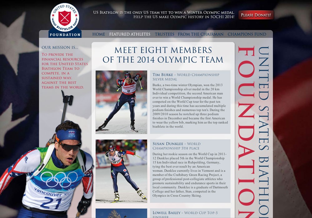United States Biathlon Foundation: A Maine Website Design by SlickFish Studios