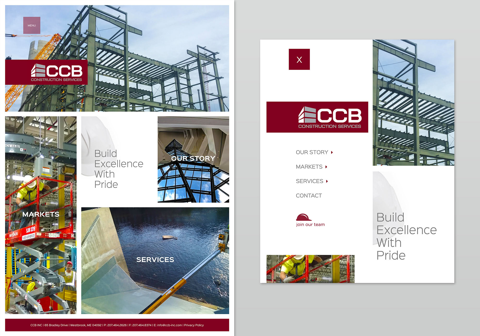 A full-size view of the homepage for CCB INC designed by SlickFish Studios in Portland, Maine.