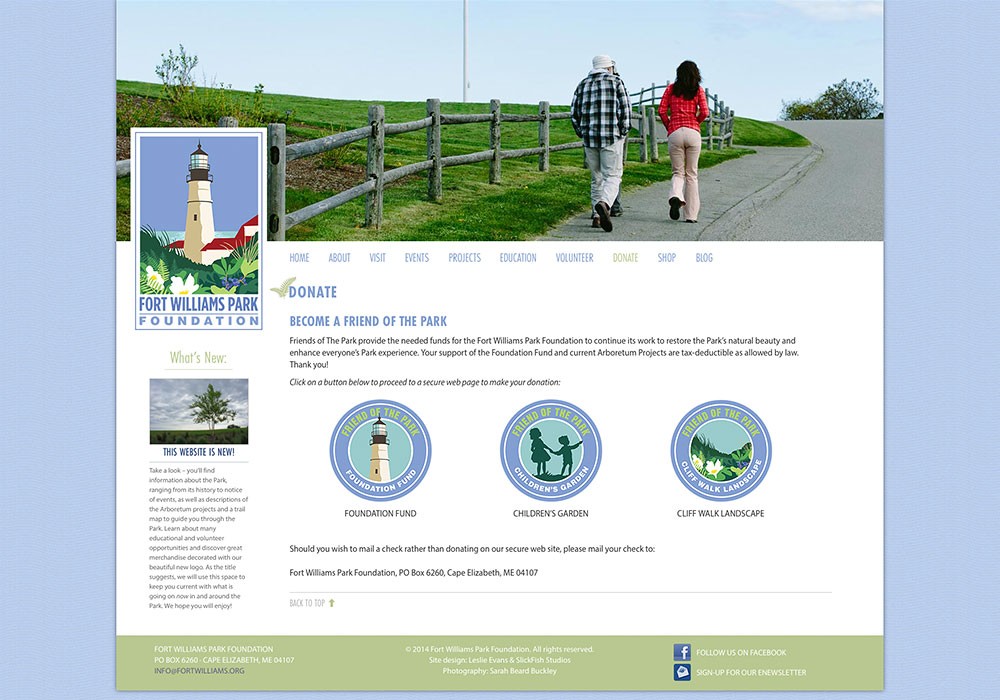 Fort Williams Park Foundation: A Maine Website Design by SlickFish Studios