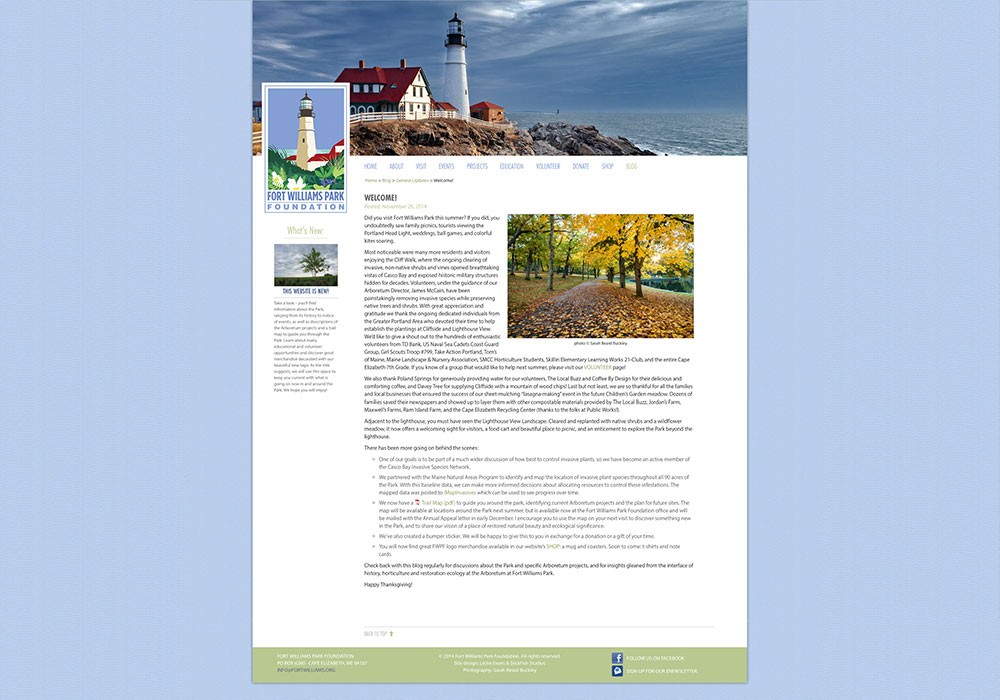 Fort Williams Park Foundation: A Maine Website Design by SlickFish Studios