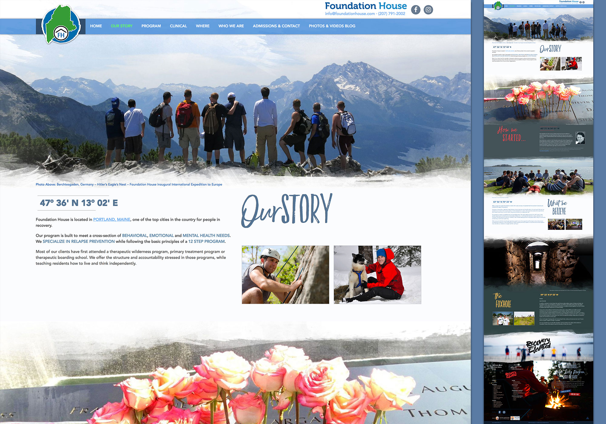A screenshot of the Our Story page on the SlickFish website design for Foundation House.