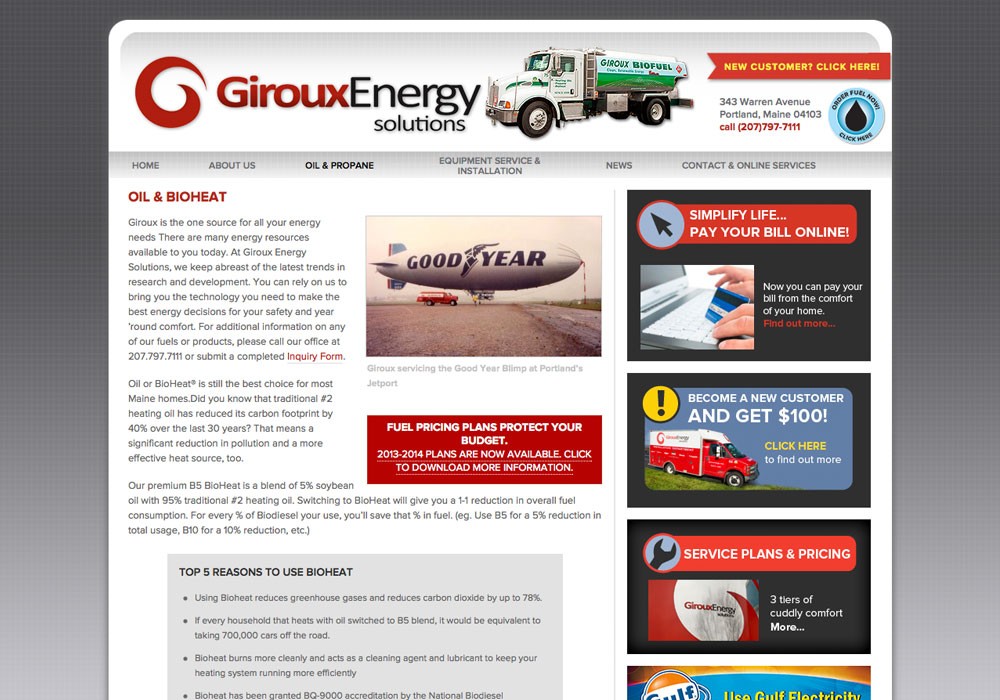 Giroux Energy Solutions: A Maine Website Design by SlickFish Studios
