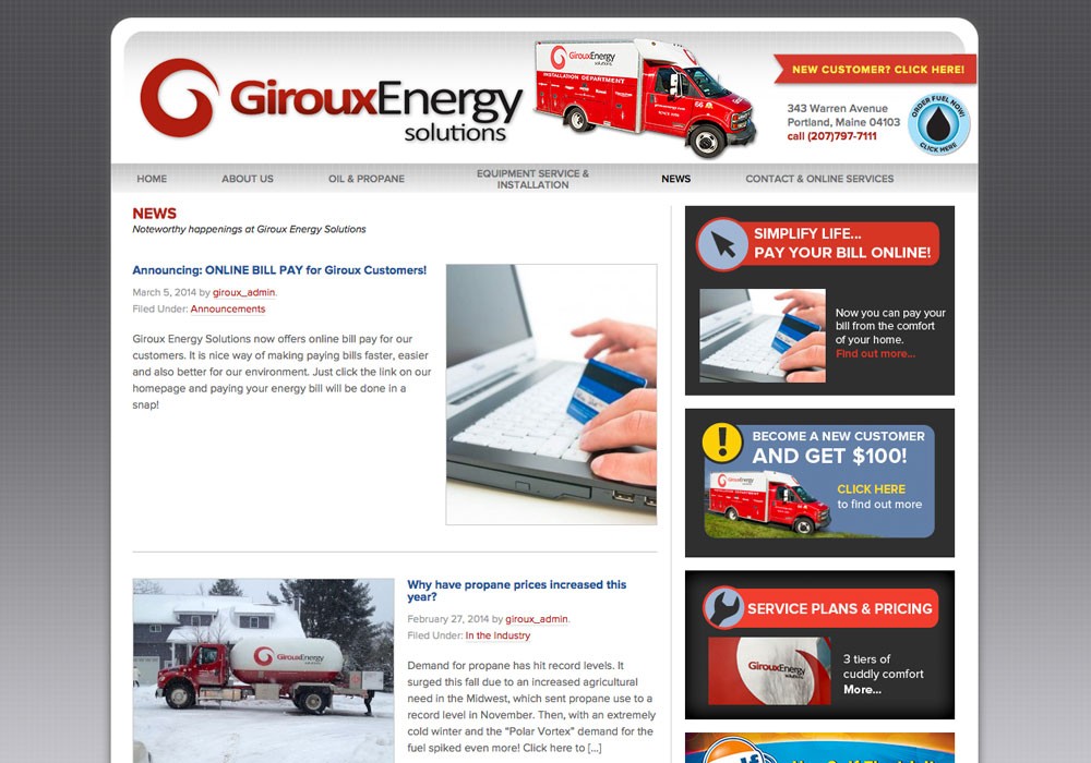 Giroux Energy Solutions: A Maine Website Design by SlickFish Studios