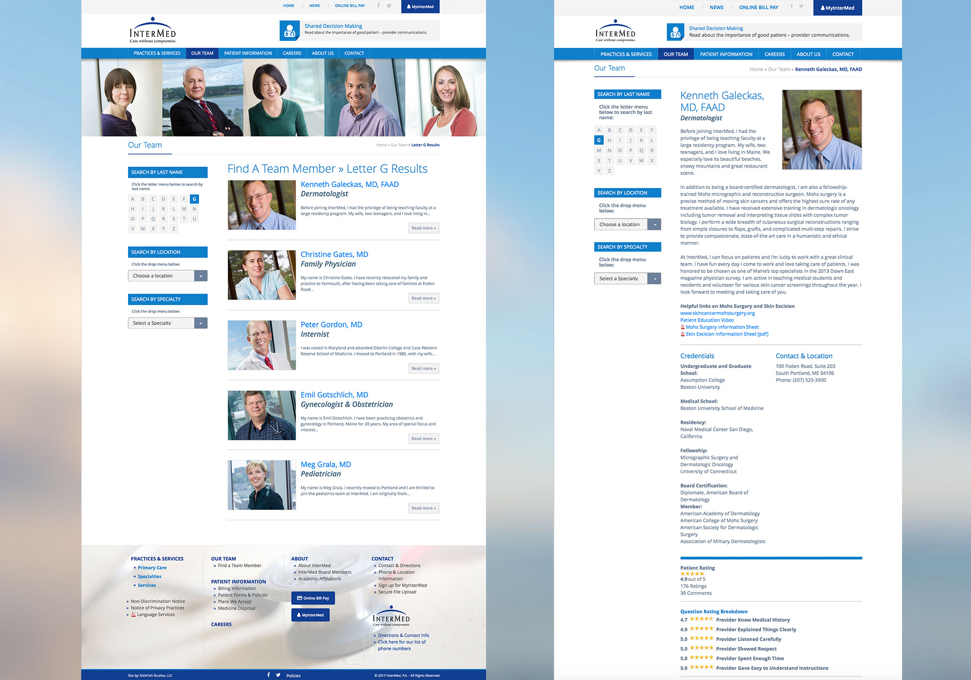 Maine web design company, SlickFish Studios, designed and developed the new InterMed, P.A. healthcare website.