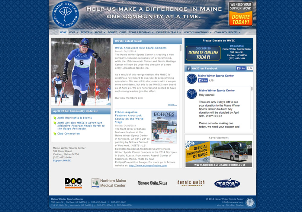 Maine Winter Sports Center: A Maine Website Design by SlickFish Studios