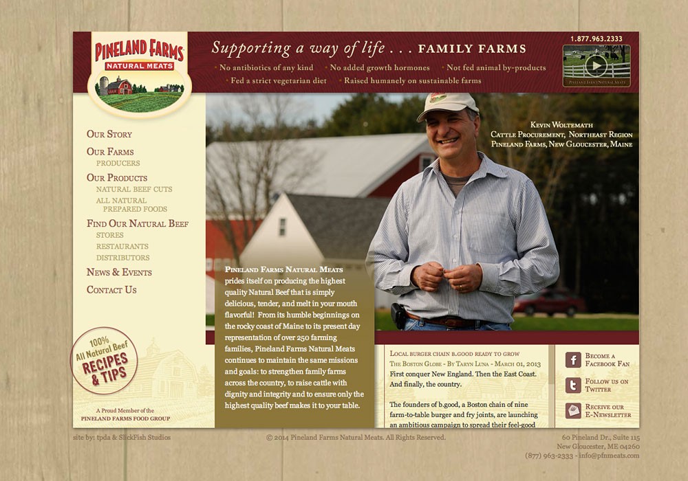 Pineland Farms Natural Meats: A Maine Website Design by SlickFish Studios