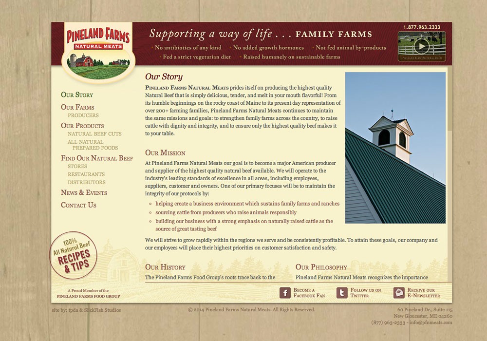 Pineland Farms Natural Meats: A Maine Website Design by SlickFish Studios
