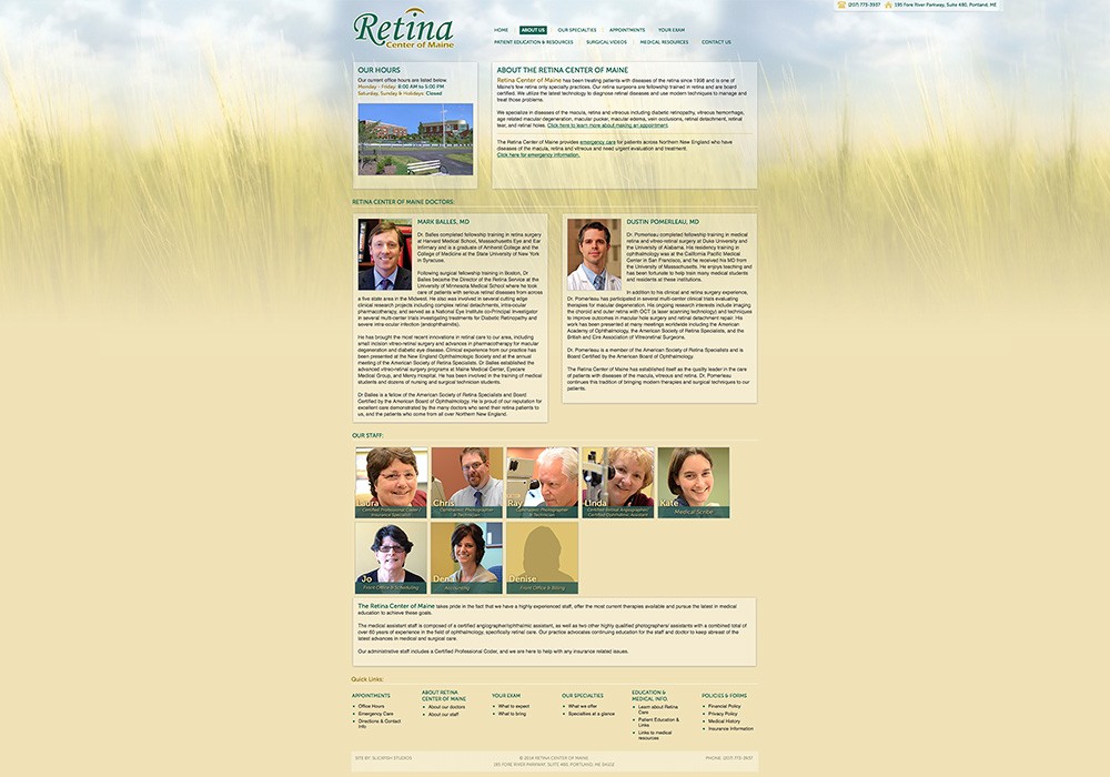 Retina Center of Maine: A Maine Website Design by SlickFish Studios