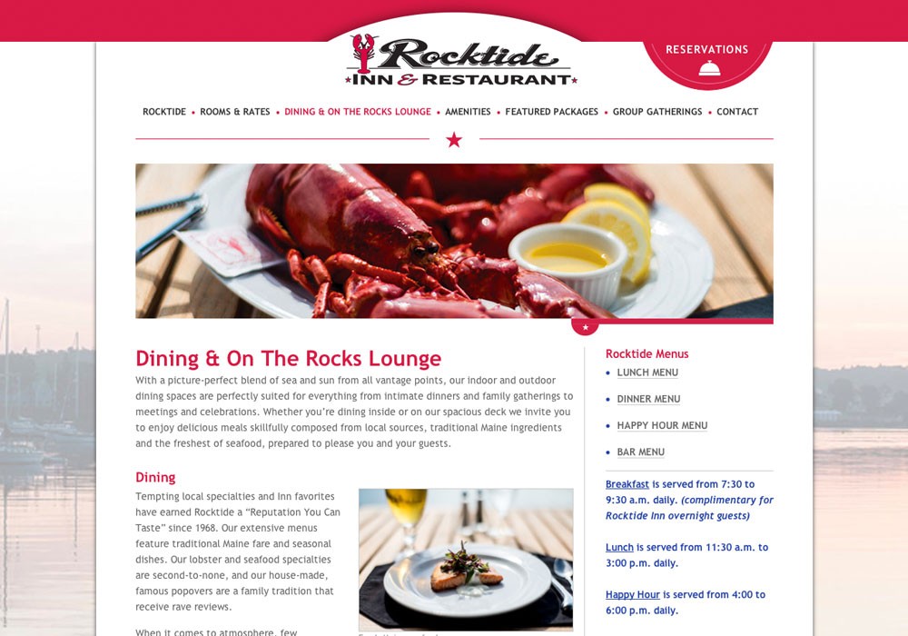 Boothbay Harbor Inn and Restaurant website design