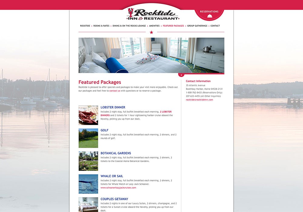 Rocktide is an Inn & Restaurant in Boothbay Harbor, Maine