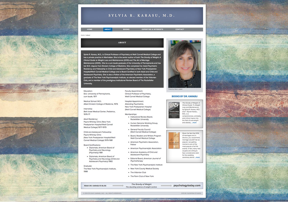 Sylvia Karasu, M.D.: A Maine Website Design by SlickFish Studios