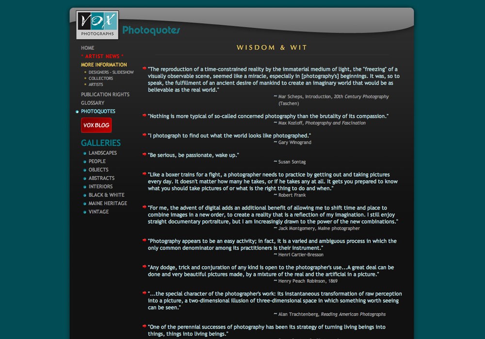 VoxPhotographs: A Maine Website Design by SlickFish Studios