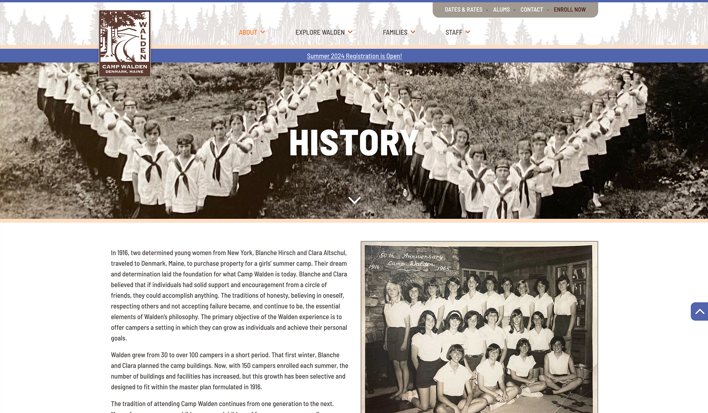 Camp Walden History Maine websitedesign by SlickFish Studios