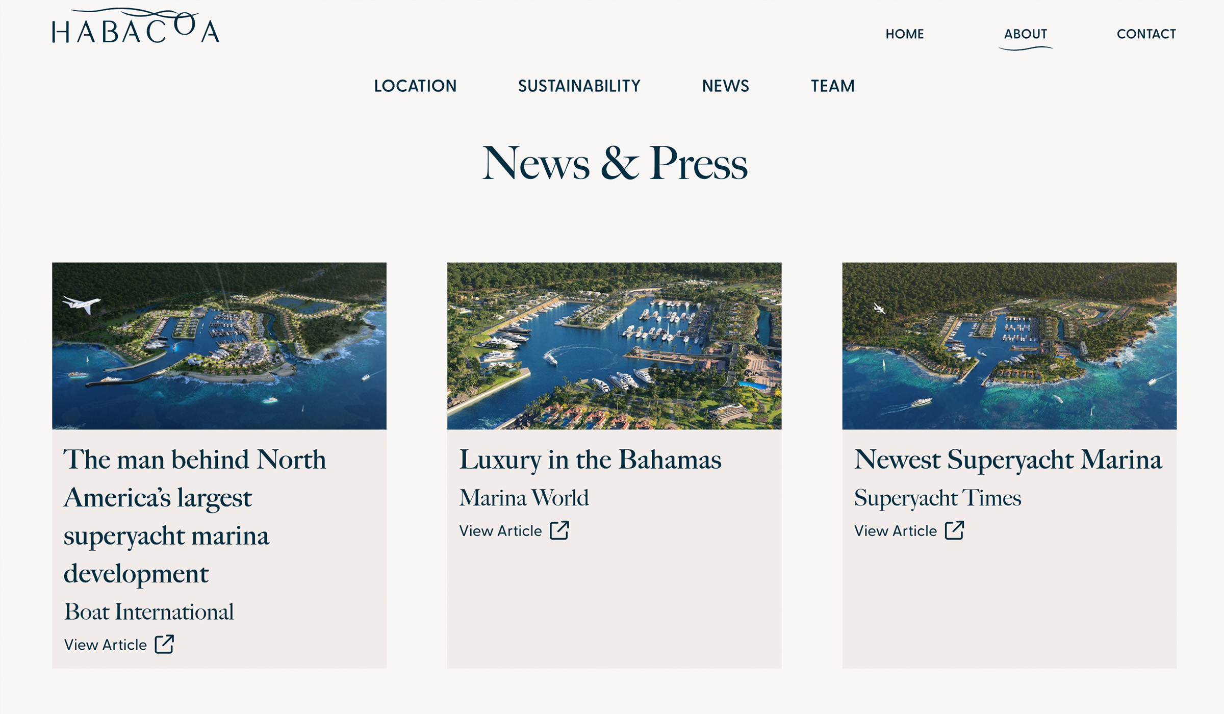 An updating News & Press blog section of the Habacoa website by Portland, Maine website design company, SlickFish Studios.